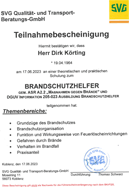 Teilnahmeurkunde Brandschutzhelfer Teilnahmeurkunde Brandschutzhelfer